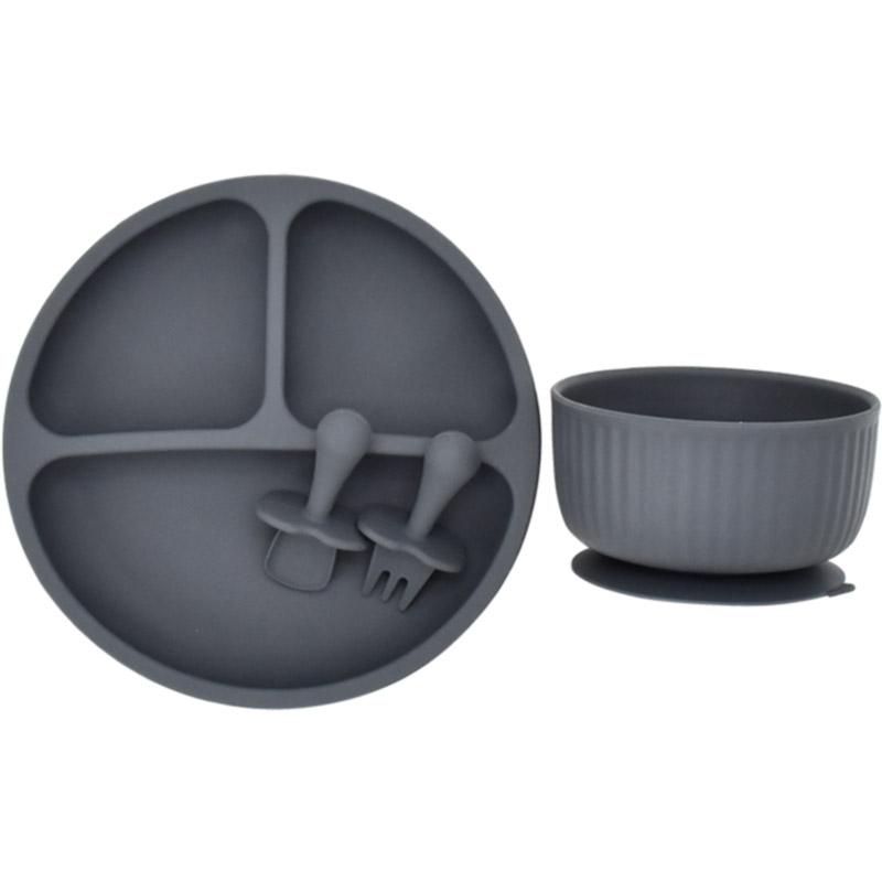 4Pcs/Set Silicone Baby Feeding Bowl BPA Free Waterproof Solid Color Dinner Plate With Sucker