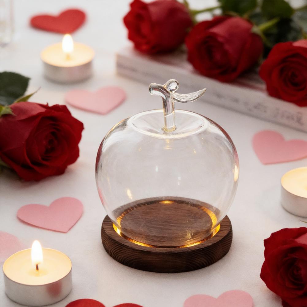 Glass Display Dome Glass Dome with Wooden Base Display Cover Decorative Glass Accent for Preserved Flowers Jewelry Showcase