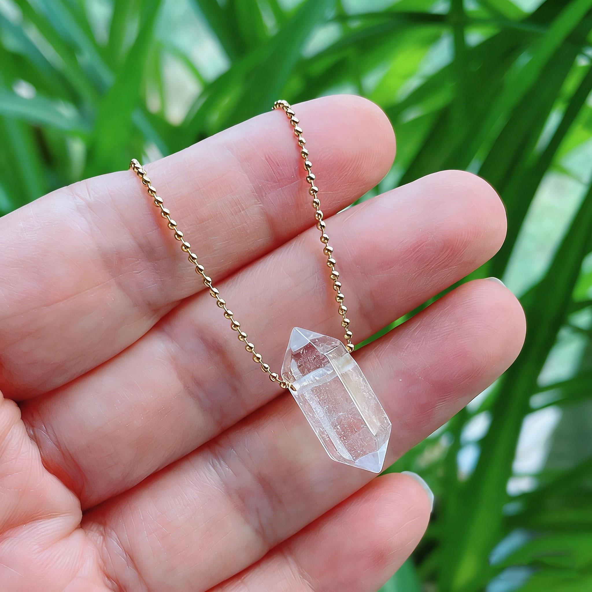 

1pc Natural Crystal Necklace Womens Small Hexagonal Six Pointed Amethyst Tiger Eye Pendant Necklace