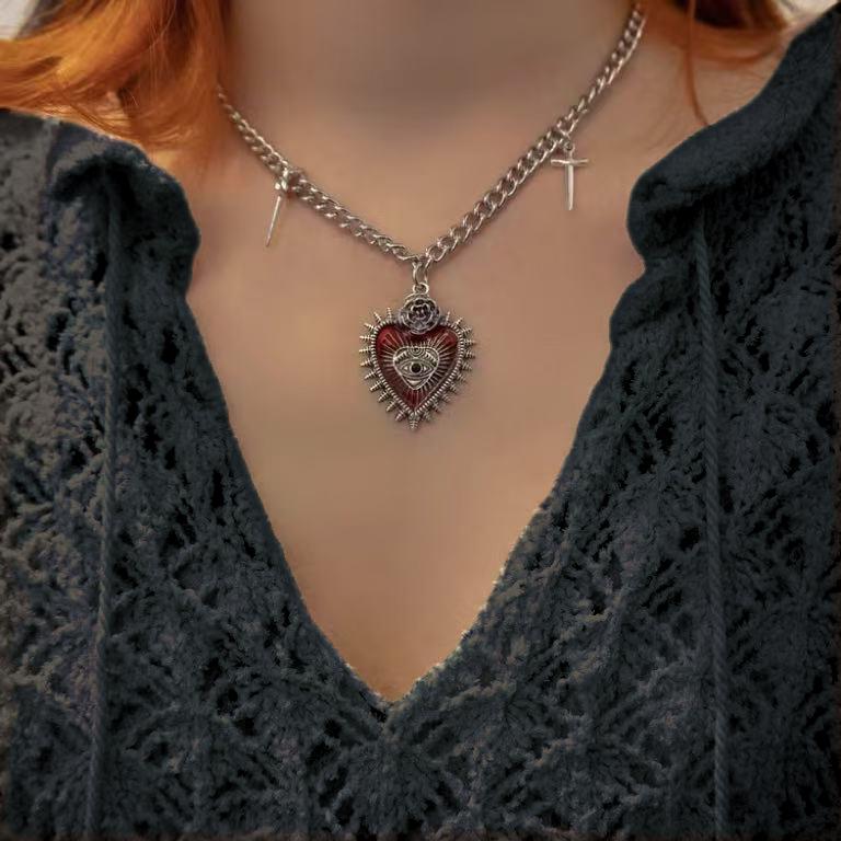 Gothic Rhinestone Clavicle Necklace: Retro Cross Sweater Chain