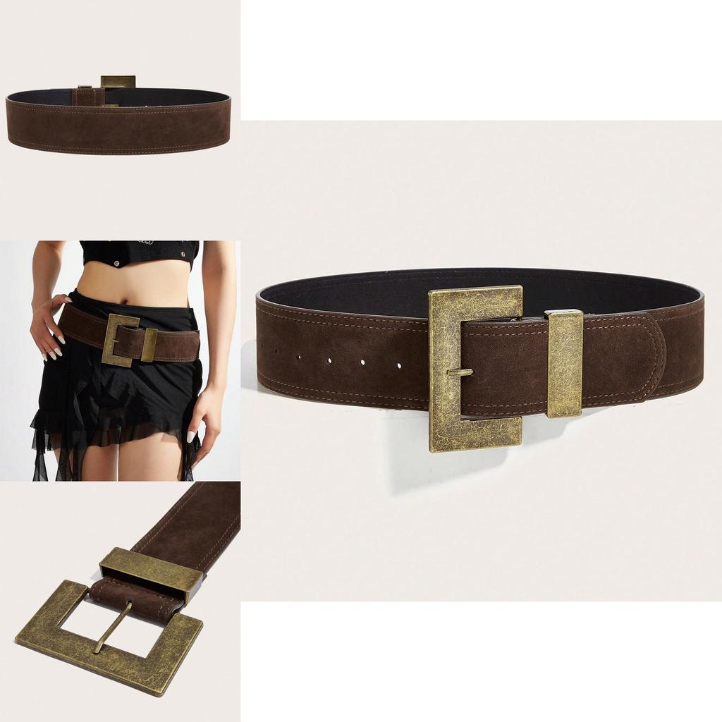 Style Rivet Leather Belt With Alloy Pin Buckle For Casual Outfits And Street Fashion