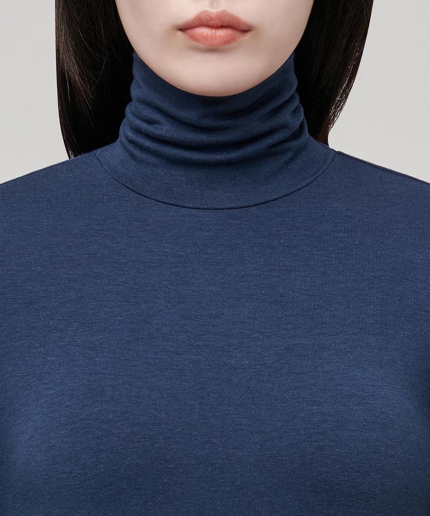 MUSINSA STANDARD WOMAN Women'S Tencel Slim Turtleneck T-Shirt [Navy]