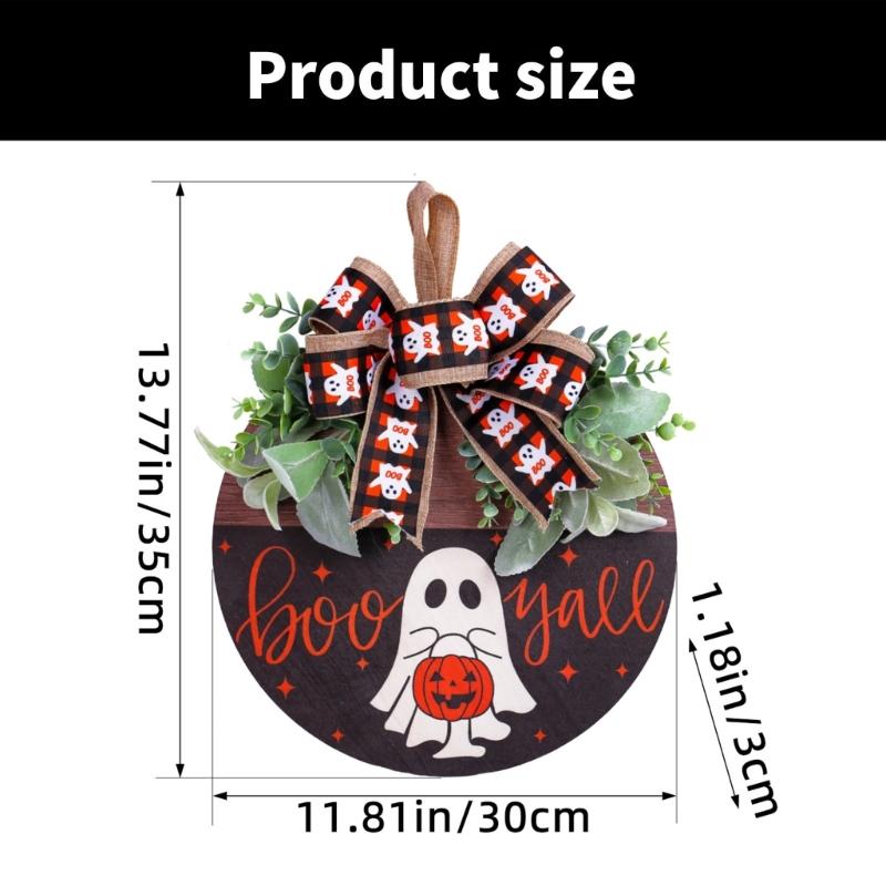Handmade Wood Plaque Welcome Sign Stylish Indoor/Outdoor Wall Hanging for Halloween Enthusiasts Holiday Window display