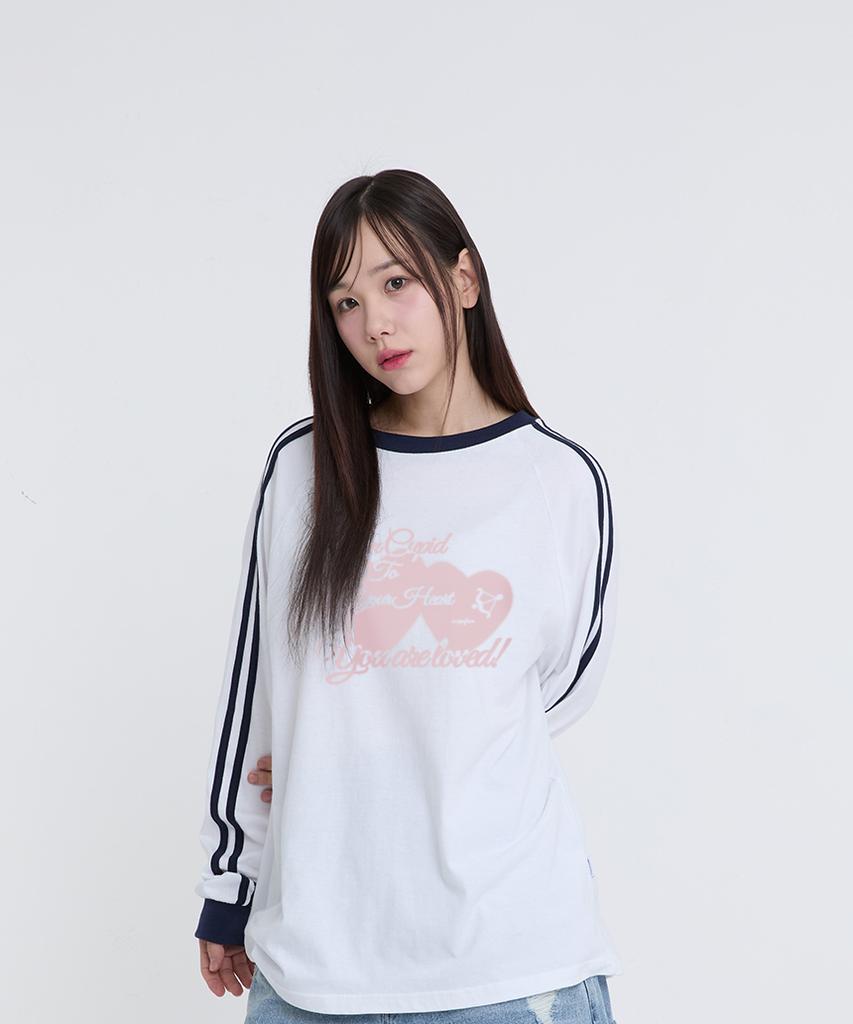 ESCAPEFROM Blur Heart Text Print Track Long Sleeve White