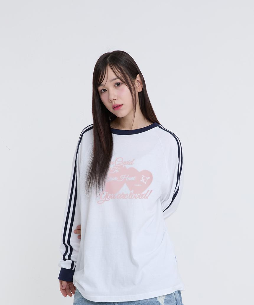 Escape From Blur Heart Text Print Track Long Sleeve White L