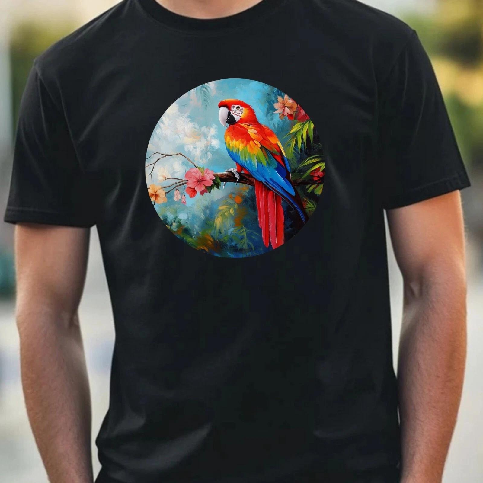 T-Shirt Herren Papagei Portrait Motiv Baumwolle Größe XS bis 5XL S