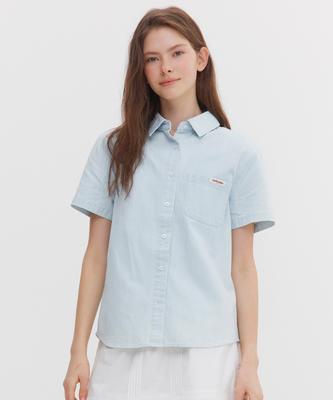 MARIE CLAIRE Denim Pocket Short Sleeve Shirt (Magbss02Mlb)