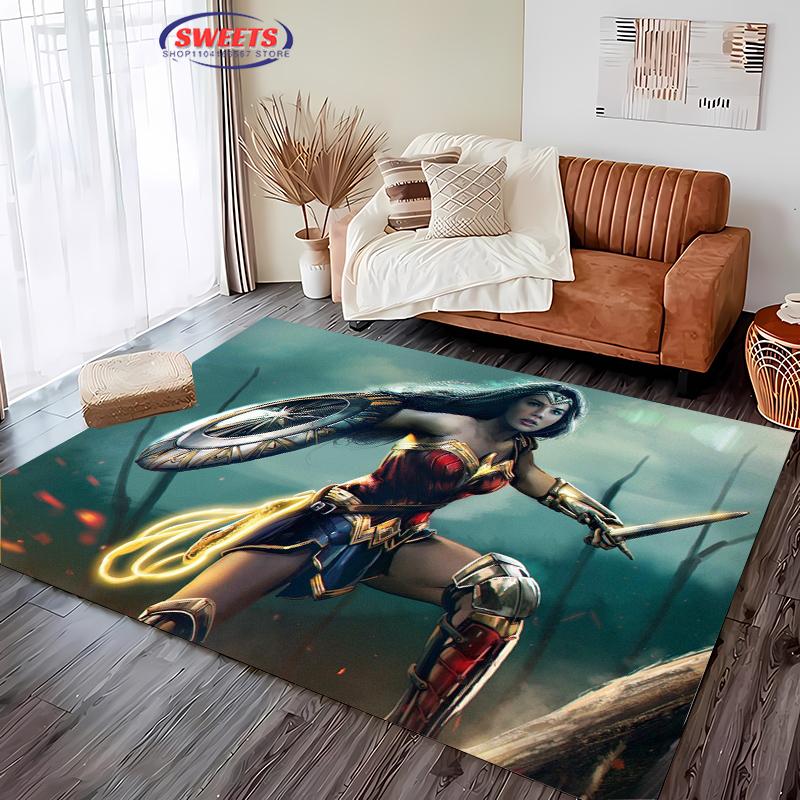 New Shelves! Classic DC Wonder Woman Carpet, Living Room Bedroom Office Children's Room of Choice, Non-slip Machine Washable Mat