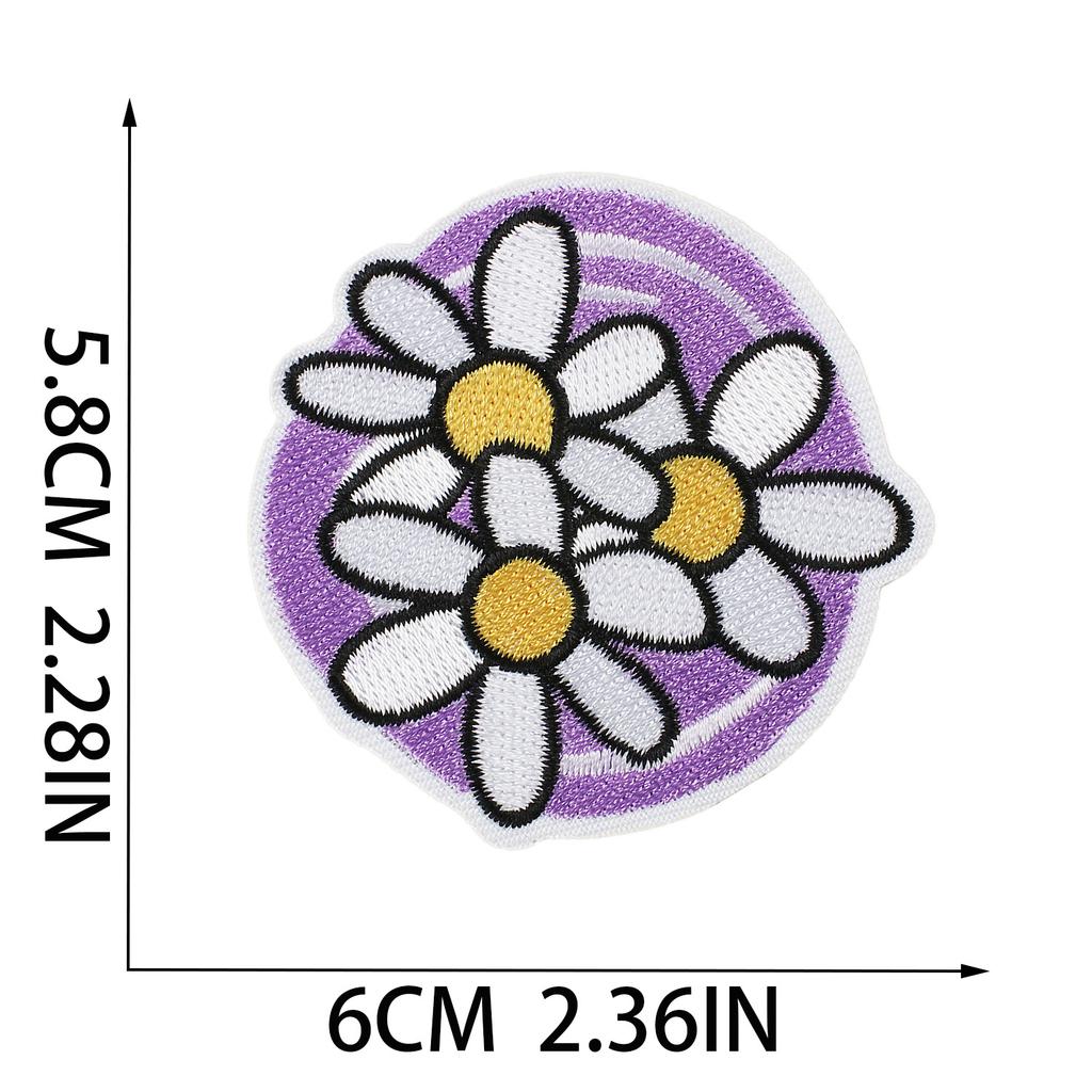 New Flower Embroidery Cloth Sticker Set, Clothes Decoration Patch Sticker, Cartoon Chrysanthemum Heat Transfer Embroidery Sticker