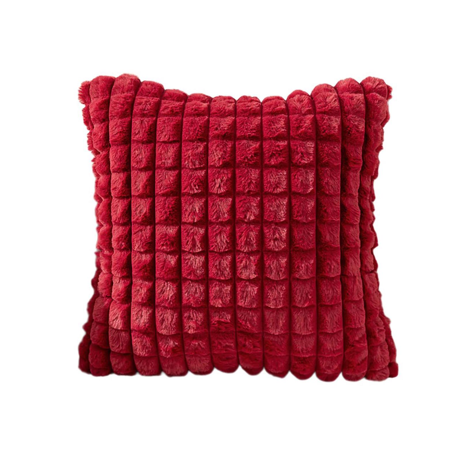 Новогодняя наволочка Мягкая плюшевая накидка на подушку Мягкий удобный чехол для подушки для украшения дома красный