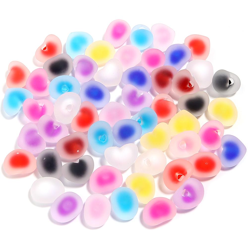10pcs Acrylic Frosted Heart Beads Multicolor Love Heart Charms Beads For DIY Jewelry Making Bracelets Pendants Earrings Findings