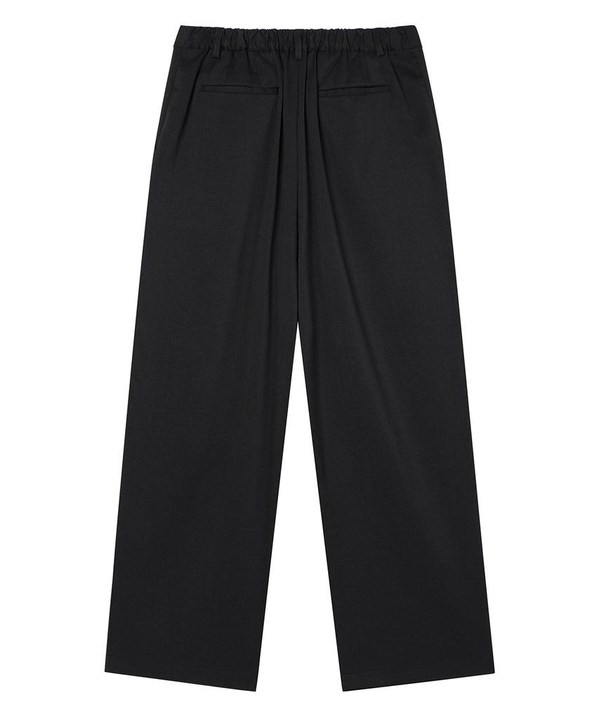 PRAIRIE Loose Fit Double-Pleat Wide Slacks (Black)
