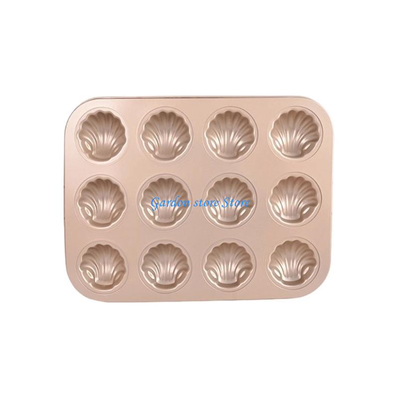 B0KB Carbon Steel Nonstick 6/12 Cavity Shell Cake Baking Pan For Homes Kitchen Use