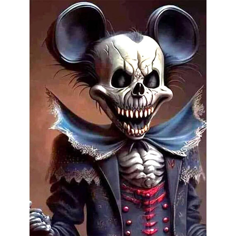 

Disney Cartoon Diamond Painting Dark Style Skull Mickey Mouse Art Illustration 5D DIY Art Cross Stitch Kit Mosaic Embroidery Home Decor Gift Round 20x30cm