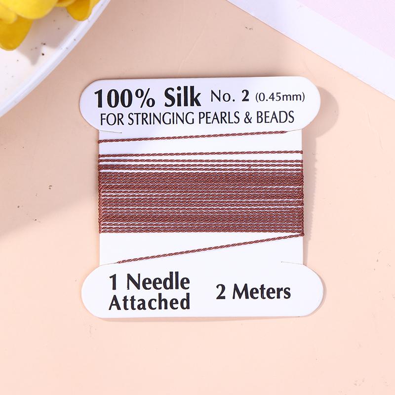 2# 0.45Mm 10Szt./Worek Ręcznie Robiony 100% Naturalny Jedwabny Sznurek Lina Z Nawlekaną Jedwabną Nicią Igła Końcówka Jedwab Do Tworzenia Biżuterii DIY