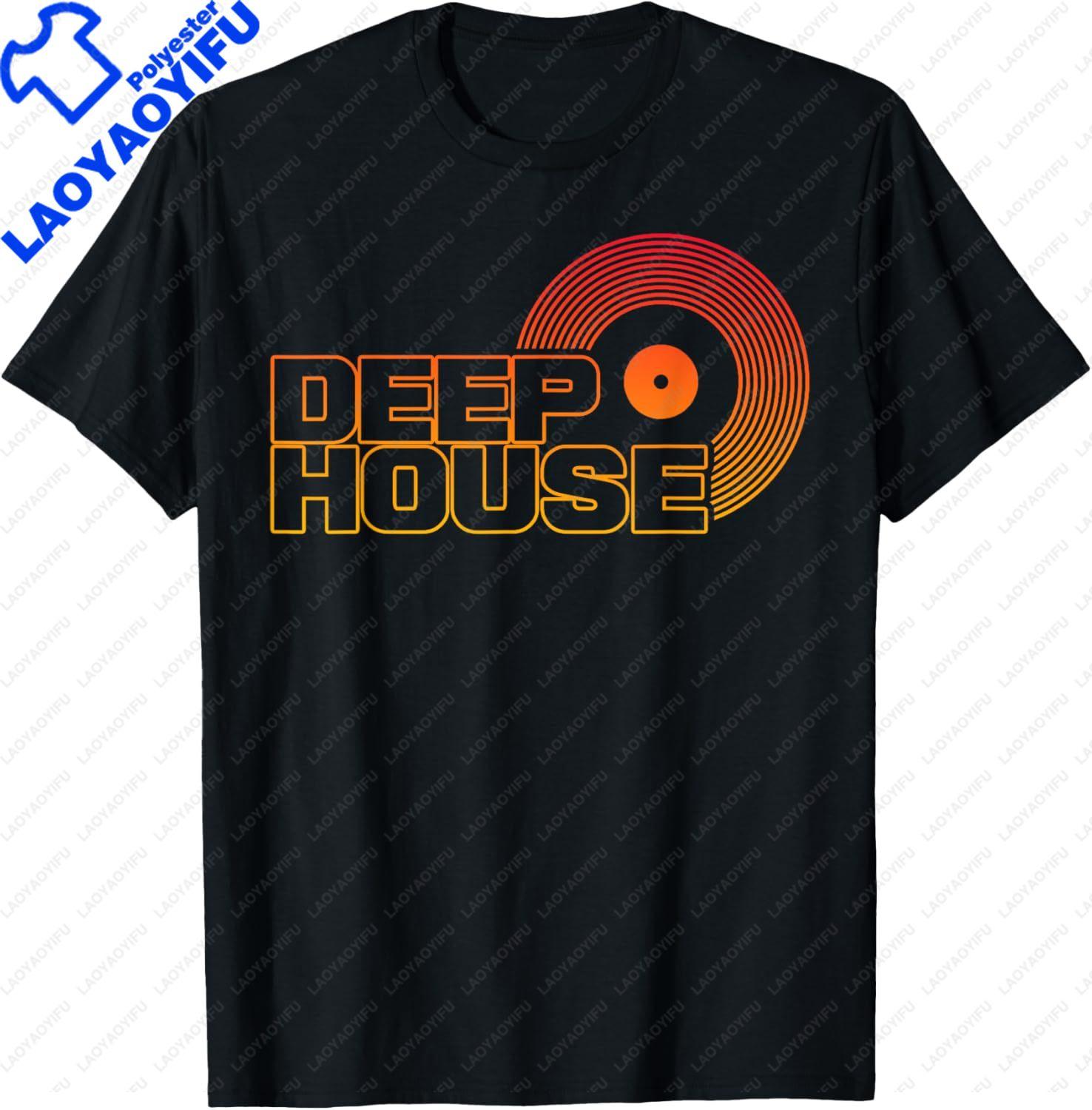 Deep House Music Art Minimalist Design for DJ Raver EDM TShirt Custom Printed Graphic T Shirts Vintage T Shirt Camisas S