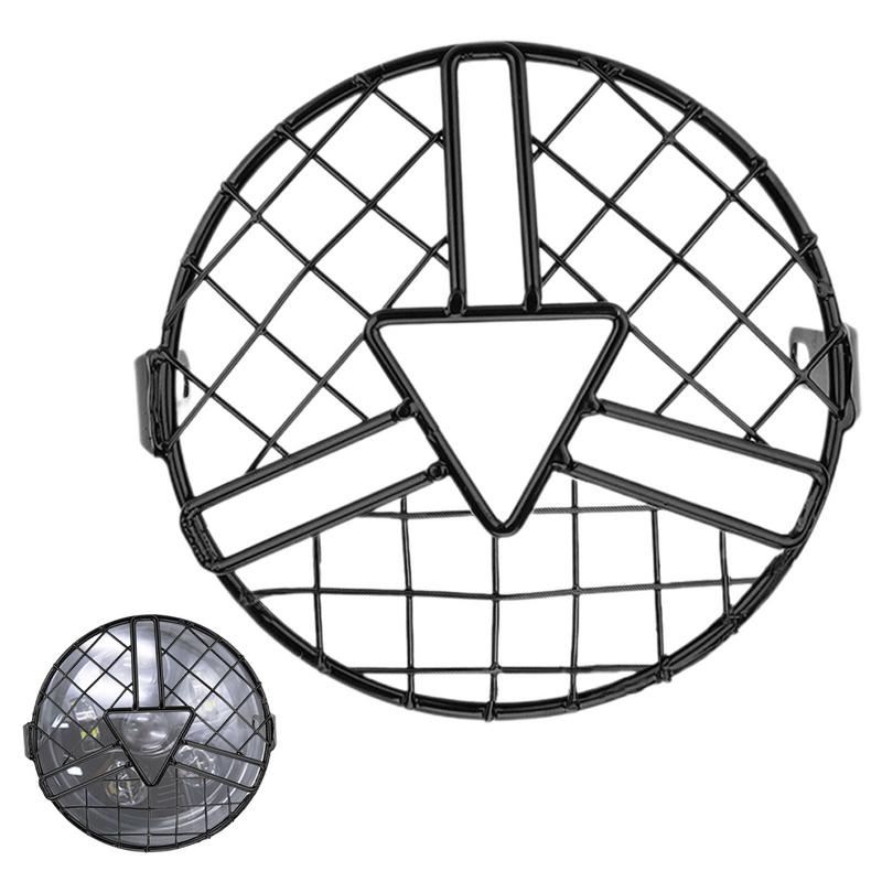 Motorcycle Headlight Grill Retro Mesh Grill Cover Round Motorbike Headlamp Guard Vintage Motorbike Decoration For 6.5Inch LED