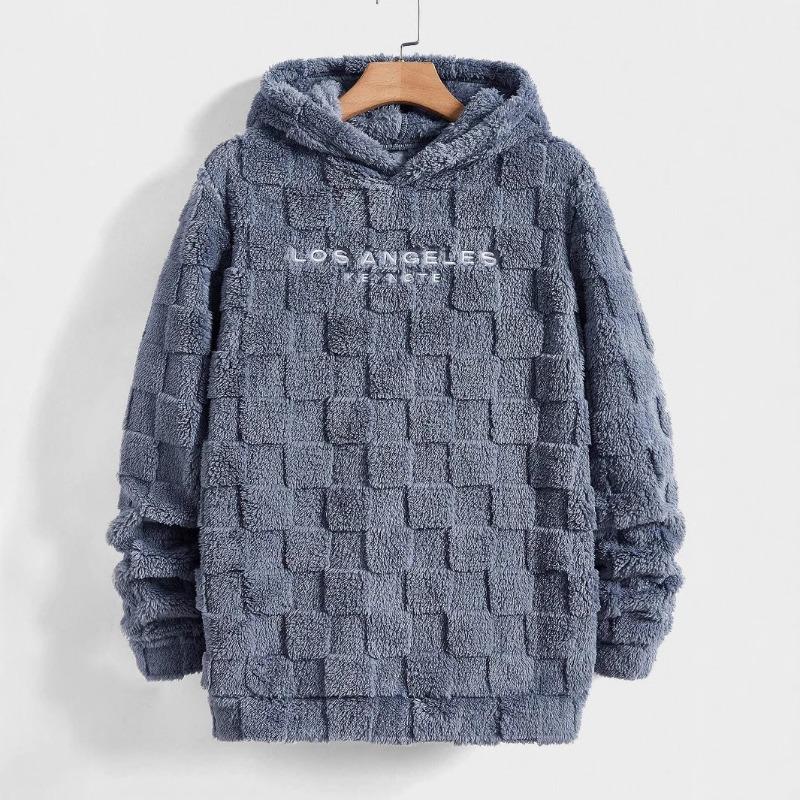 

Supply hooded loose casual sports sweater lamb wool pullover hooded jacket new XXXL тёмно-синий