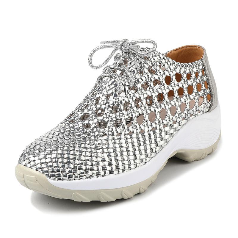 

Мода GKTINOO 2025 Лето Полые Плетеные Дышащие Туфли Женские Сандалии На Толстой Подошве Танкетке Обувь из Натуральной Кожи Летние Сандалии на Платформе 265