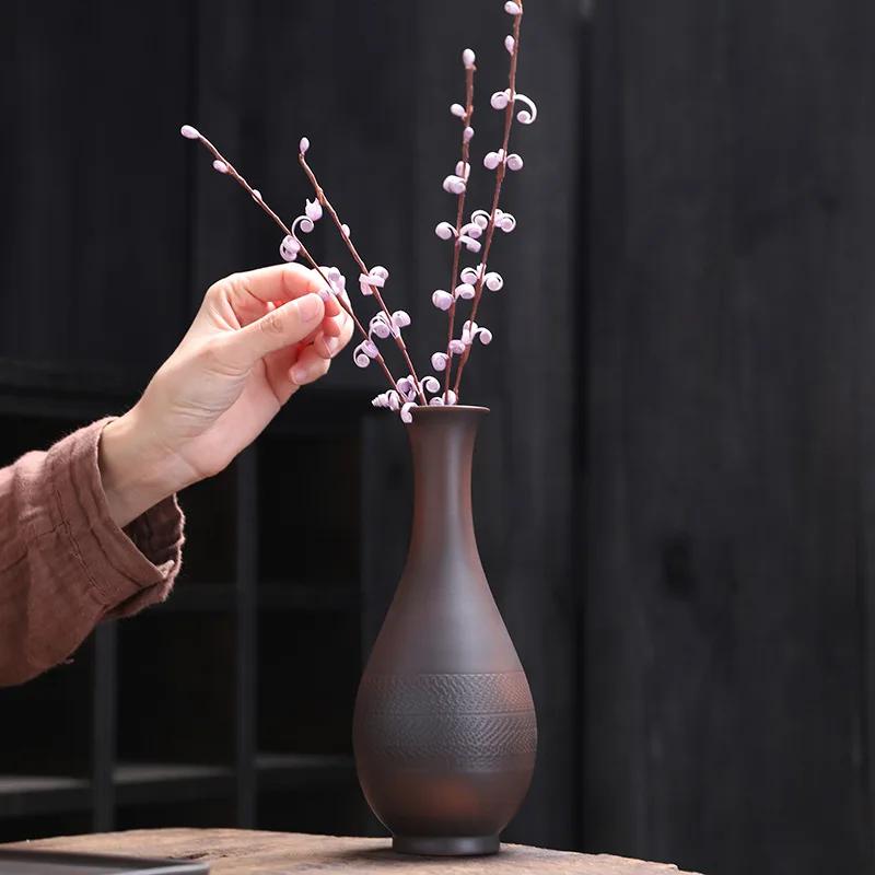 Purple Pottery Retro Ceramic Vase Personality Fashion Mini Flower Vase Hydroponic Flower Arrangement Ornament Tea Ceremony
