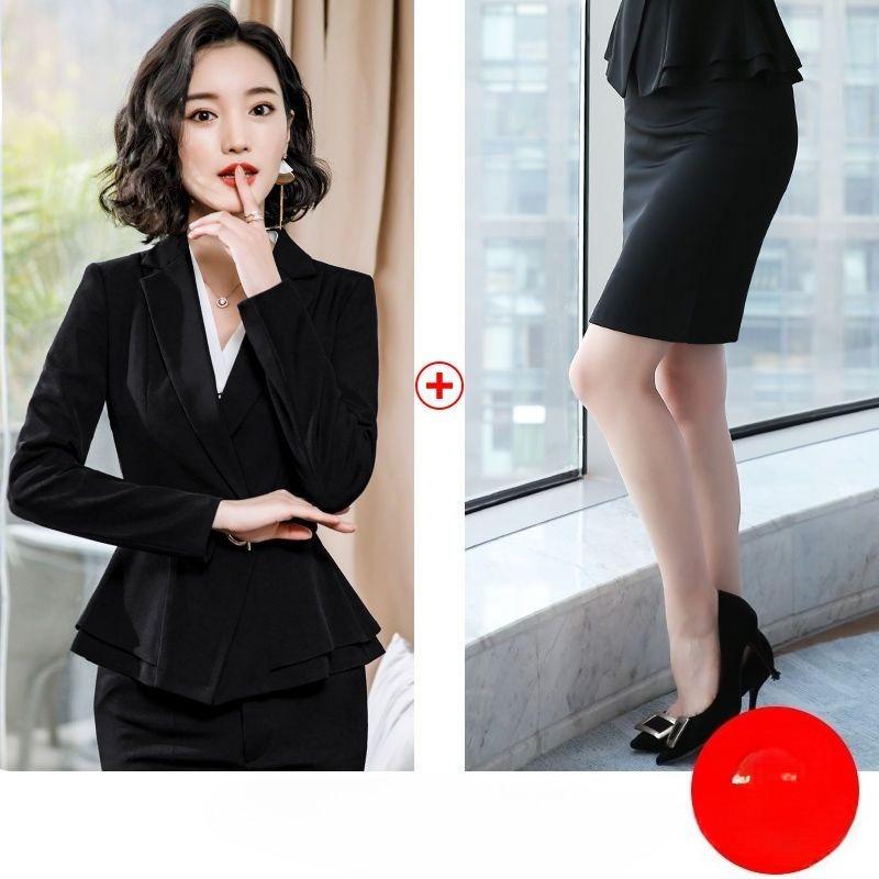 

Професійний жіночий костюм Набір з 2 предметів Модний формальний офісний одяг Блейзер та штани Висока якість 5XL