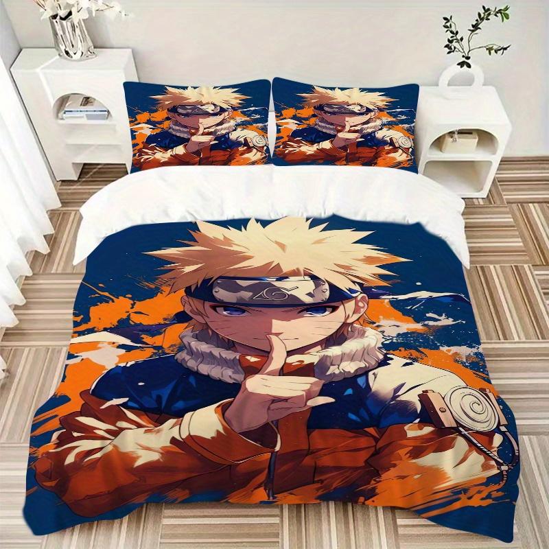3pcs Naruto Themed Printed Bedding Set, Soft and Comfortable Quilt Cover for Bedroom, Guest Room (1 Duvet Cover + 2 Pillowcases, Pillow Core
