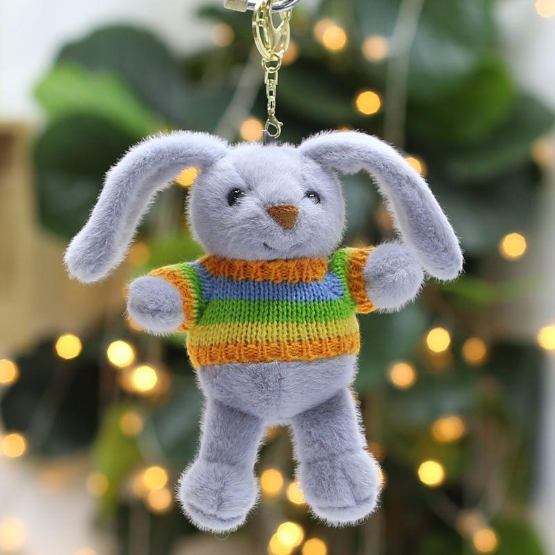 Cartoon Rabbit Doll Keychain Pendant Cute Doll School Bag Hanging Decoration Birthday Gift Plush Toy