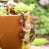 Cute Climbing Hedgehog Figurine Flower Pot Hugger, Resin Hanging Hedgehog Statue Outdoor Decor Fence Ornaments For Patio Lawn