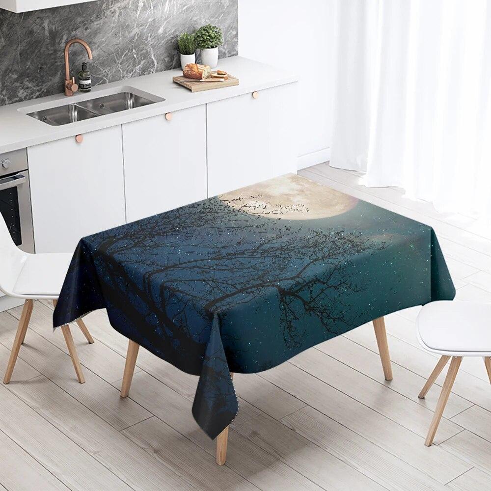 Față de masă imprimată cu floarea-soarelui, peisaj, camping, rezistentă la pete, impermeabilă, masă de bucătărie, decor acasă