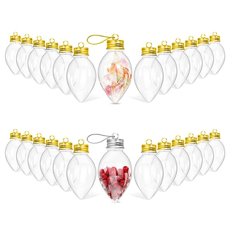 Set of 20 Clear Fillable Christmas Hanging Ornament Delicate Craftable Baubles for Holiday Tree Decoration and Parties
