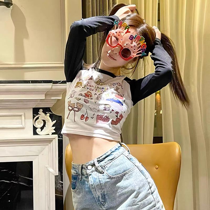 2023 Autumn Raglan Long Sleeve Slim Fit T-Shirt for Women