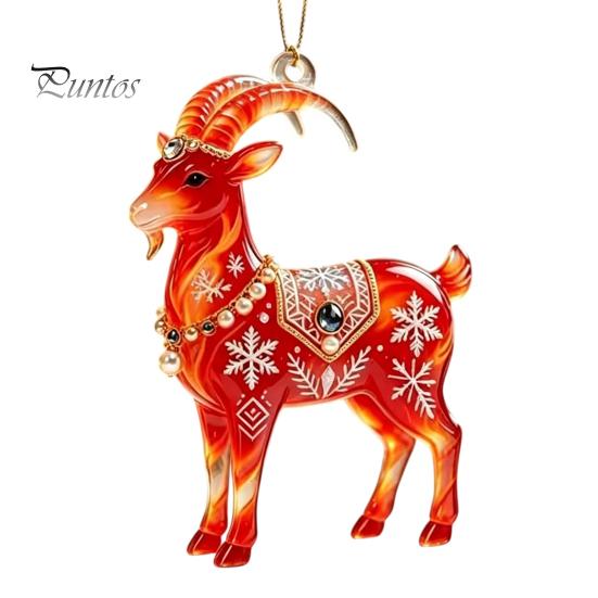 Festive Atmosphere Supplies 2PCS Christmas Goat Hanging Ornaments, Decorative 2D Acrylic Tree Ornament for Restaurant Pendants, Lightweight Ornaments
