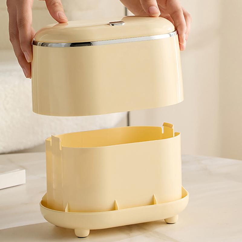 Mini Trash Can With Lid Small Trash Can Desk Trash Can Countertop Tiny Desktop Waste Garbage Bin Commercial Office Wastebasket
