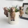 New creative resin highland cow statue pendant home wall decoration highland cow flower pot pendant