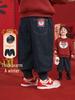 European Boys 2025 Winter Fleece-Lined Denim Pants for Children & Toddlers
