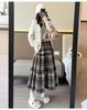 Vintage Plaid Wool A-line Skirt for Women - High Waist, Mid-Length, Autumn/Winter 2025 Collection