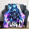 1pc Wolf Dreamcatcher Throw Blanket Soft Flannel, Cozy All Season Polyester Perfect for Home, Office