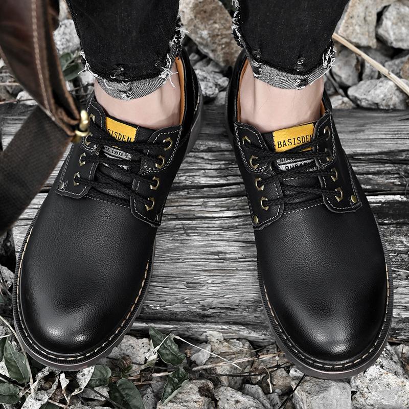 Newest Spring Genuine Leather Shoes Men Lace Up Thick Bottom Outdoor Wear-Resistant Tooling Male Shoes Casual Sneakers Men Footwear