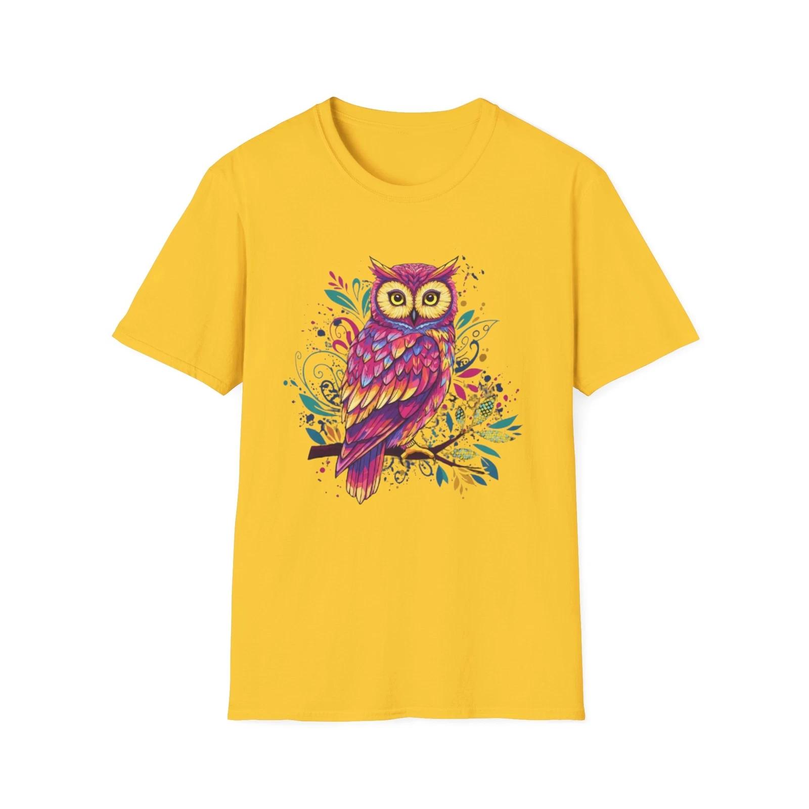 Psychedelic Owl T shirt, Colorful Bird Tee, Trippy Owl Shirt, Hippie Animal Top, 2XL
