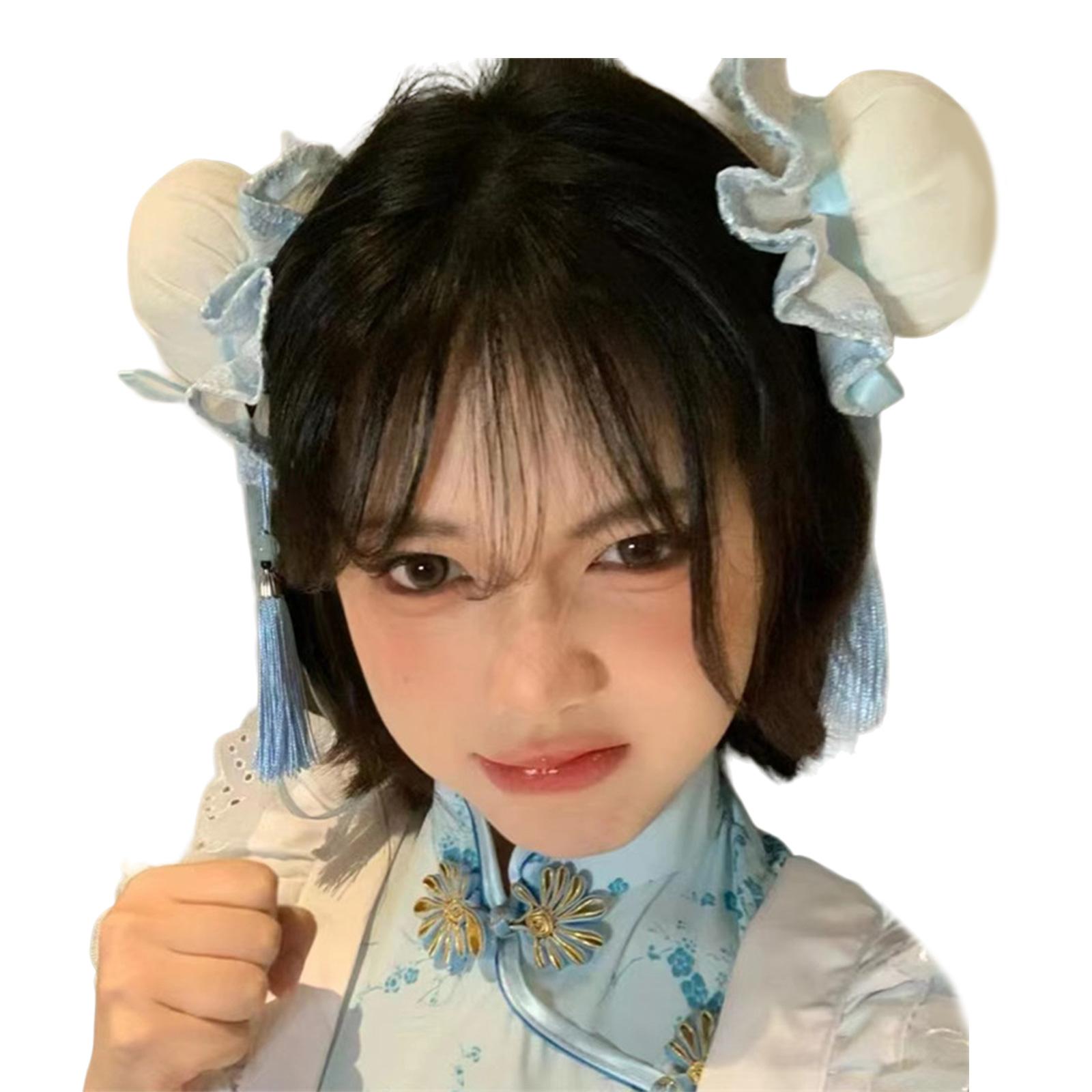 

2 шт. креативная заколка для волос в форме пучка для девочек в китайском стиле для фотосъемки с плиссированными/бантовыми наклейками