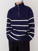Men's Retro Striped Half-Zip Fleece Pullover
