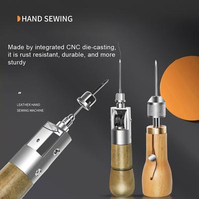 Juego de Punzón para Coser Cuero Costurador Manual Kit de Herramientas para Reparación de Cuero con Agujas Llave