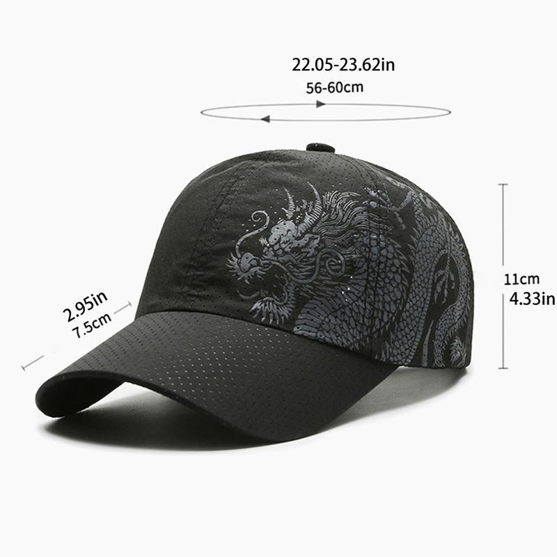 1 Pc Men Dragon Hat Summer Lightweight Sun Visor Cap Breathable Quick-Drying Outdoor Sport Baseball Cap Sun Visor Baseball Sun Hat