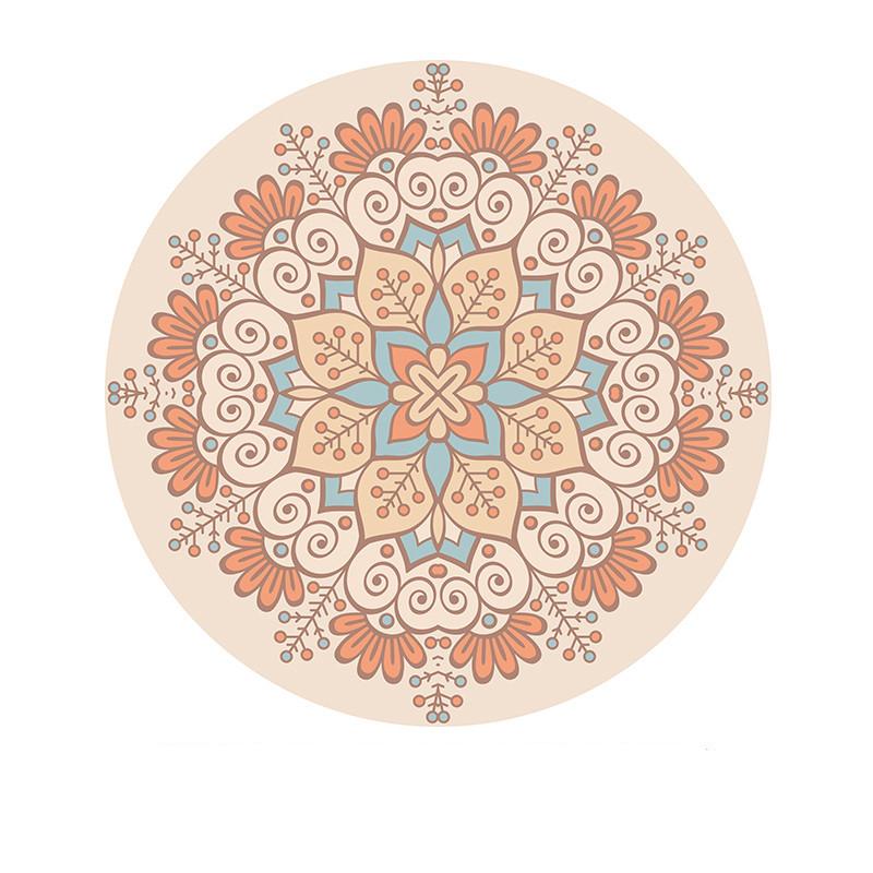 Mandala Muster Runder Teppich Boho Ethno Stil Heimdeko Teppich Geometrisches Design Modern Künstlerische Innenmatte für Wohnzimmer