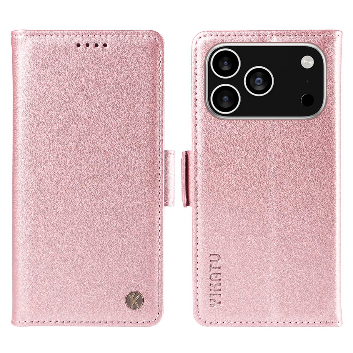 

Для iPhone 17 Pro Чехол-кошелек для телефона YIKATU YK-003 Кожаный чехол-подставка Rose Gold