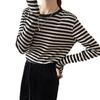 Basic Striped T-shirt Women Multi Colors Casual Cotton Stretchy Long Sleeve Tops Spring Autumn Loose T Shirt