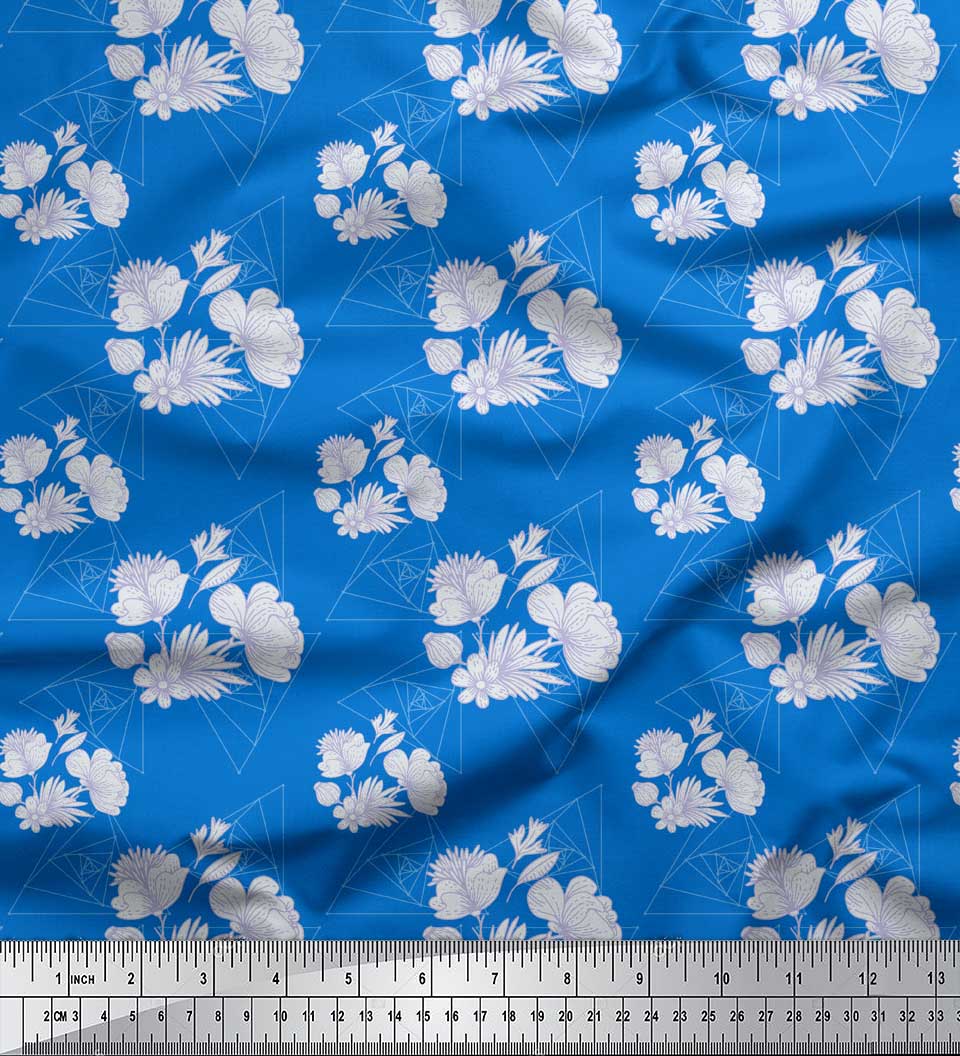 

Soimoi Red Japan Crepe Satin Fabric Artistic Flower & Geometric Print Fabric by the metre 42 Inch 42 Inch Wide - Poly Crepe синій