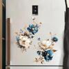 Gold Butterfly Blue Flower PVC Wall Sticker for Bedroom Decor Aesthetic Living Room Decoration Wall Stickers Home Accessories