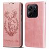 For Xiaomi Redmi Note 14 4G (164.84mm) Stand Case Lucky Deer Imprinted Magnetic Closure Leather Wallet Phone Cover
