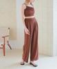 Seedless DBXM0451 Pants with Elastic Brown Women's Maxi-Length Wide-Leg Back,